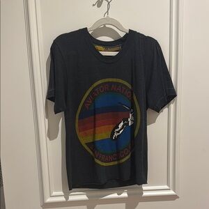 Aviator Nation Black Short Sleeve Tee with Rainbow Graphic